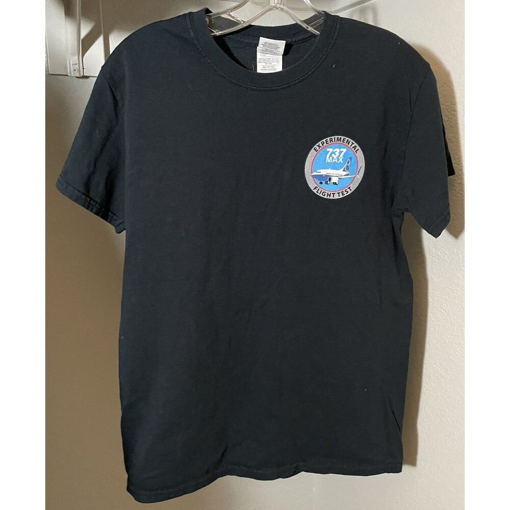 Boeing Max 737 Aircraft Flight Test T-shirt Black Size Small